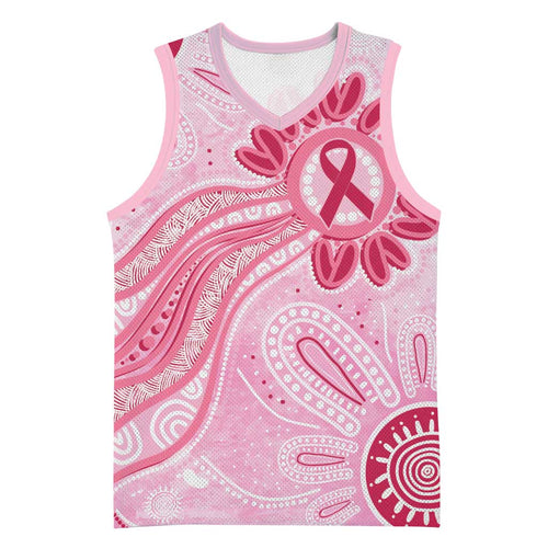 First Nation Aboriginal Dot Arts Basketball Jersey Think Pink - Aussie Hoodie