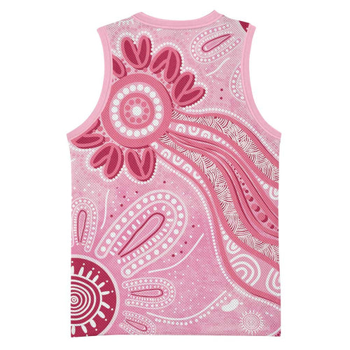 First Nation Aboriginal Dot Arts Basketball Jersey Think Pink - Aussie Hoodie