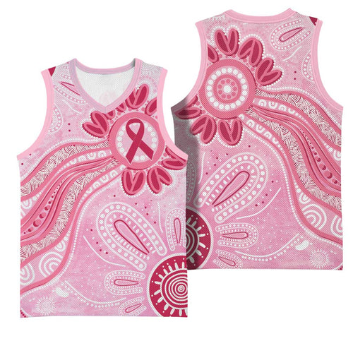 First Nation Aboriginal Dot Arts Basketball Jersey Think Pink - Aussie Hoodie