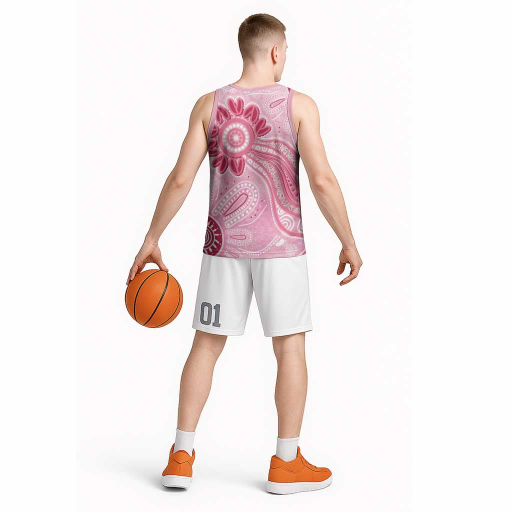 First Nation Aboriginal Dot Arts Basketball Jersey Think Pink - Aussie Hoodie
