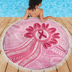 First Nation Aboriginal Dot Arts Beach Blanket Think Pink - Aussie Hoodie