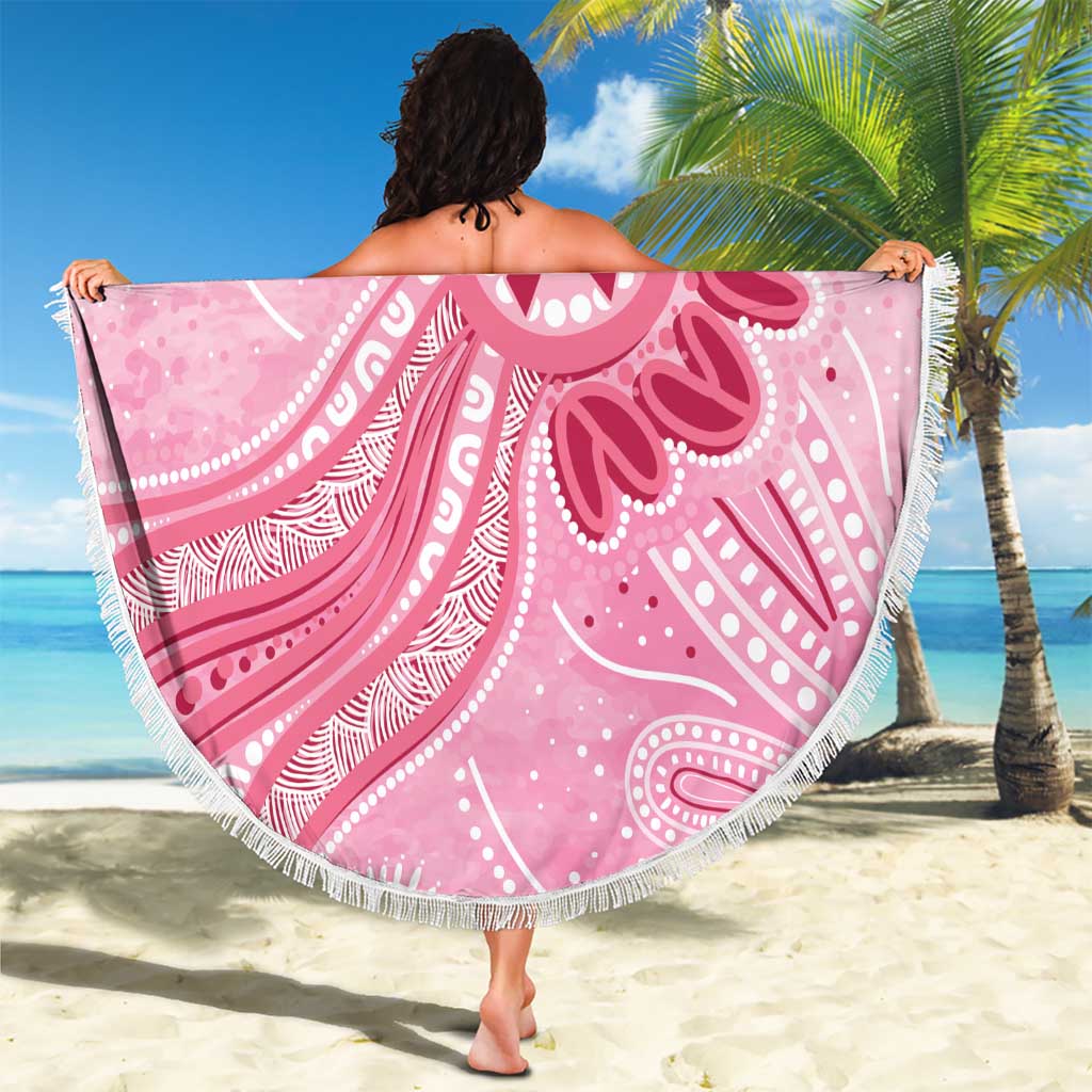 First Nation Aboriginal Dot Arts Beach Blanket Think Pink - Aussie Hoodie