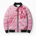 First Nation Aboriginal Dot Arts Bomber Puffer Jacket Think Pink - Aussie Hoodie