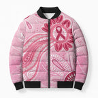 First Nation Aboriginal Dot Arts Bomber Puffer Jacket Think Pink - Aussie Hoodie