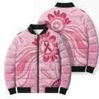 First Nation Aboriginal Dot Arts Bomber Puffer Jacket Think Pink - Aussie Hoodie