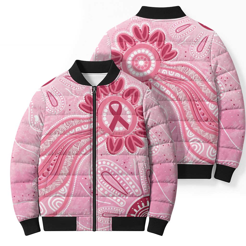 First Nation Aboriginal Dot Arts Bomber Puffer Jacket Think Pink - Aussie Hoodie