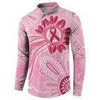 First Nation Aboriginal Dot Arts Button Sweatshirt Think Pink - Aussie Hoodie