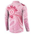 First Nation Aboriginal Dot Arts Button Sweatshirt Think Pink - Aussie Hoodie