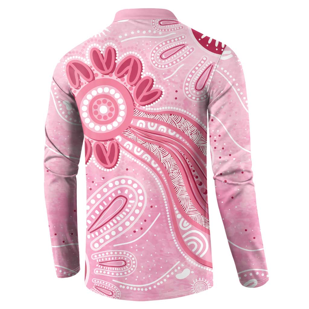 First Nation Aboriginal Dot Arts Button Sweatshirt Think Pink - Aussie Hoodie