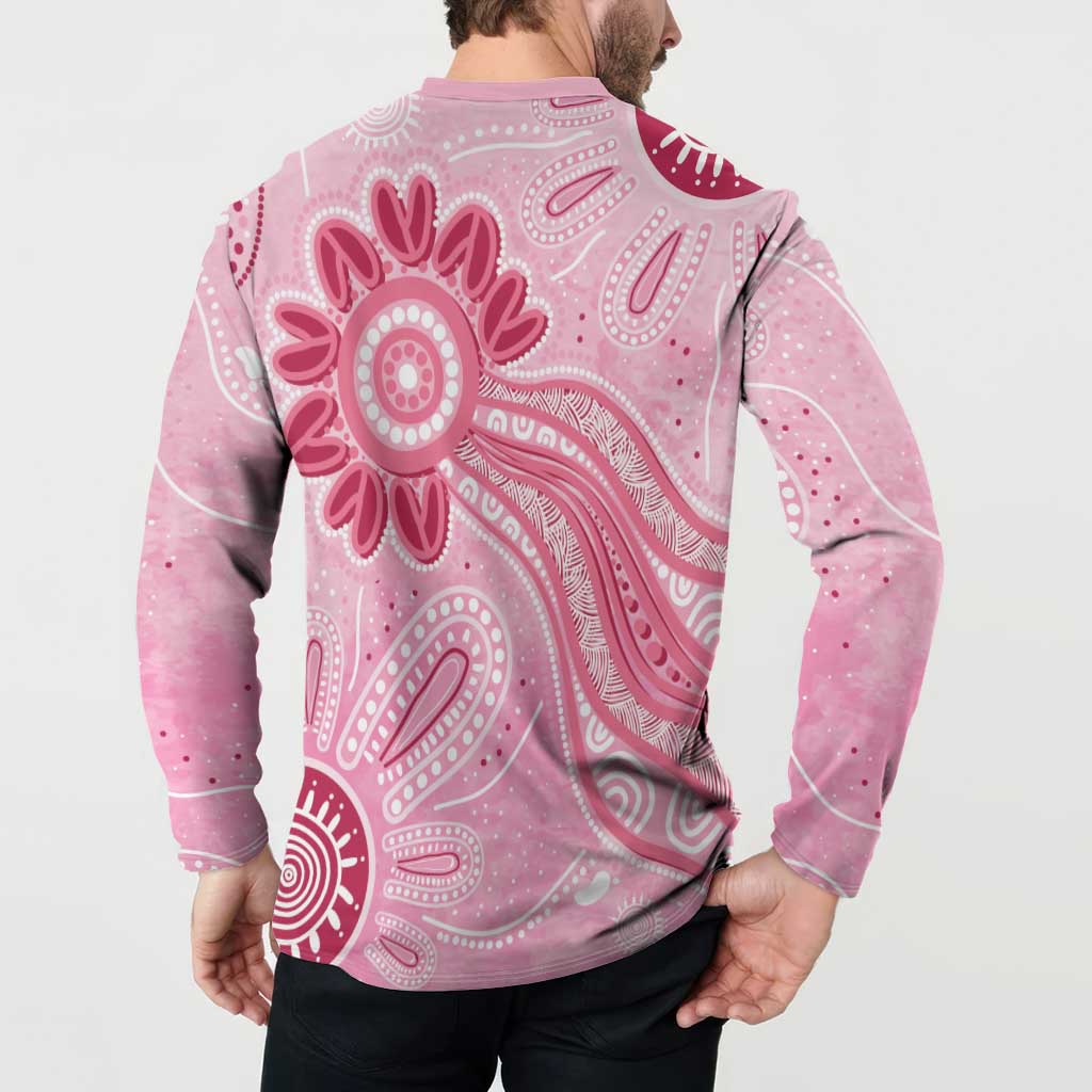 First Nation Aboriginal Dot Arts Button Sweatshirt Think Pink - Aussie Hoodie