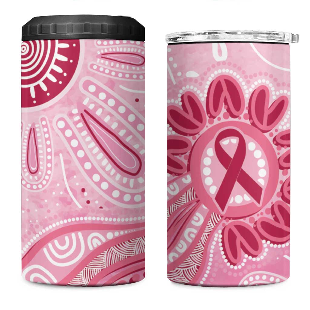 First Nation Aboriginal Dot Arts 4 in 1 Can Cooler Tumbler Think Pink - Aussie Hoodie