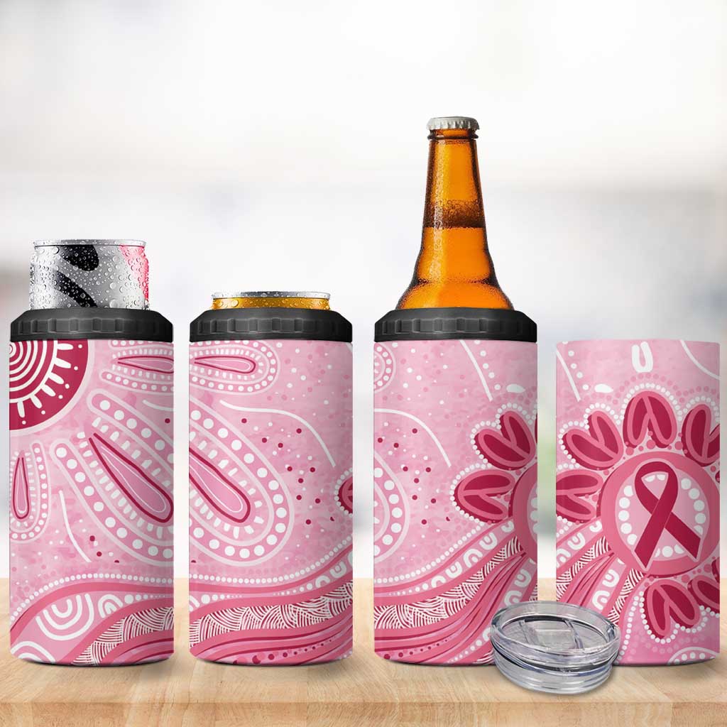First Nation Aboriginal Dot Arts 4 in 1 Can Cooler Tumbler Think Pink - Aussie Hoodie