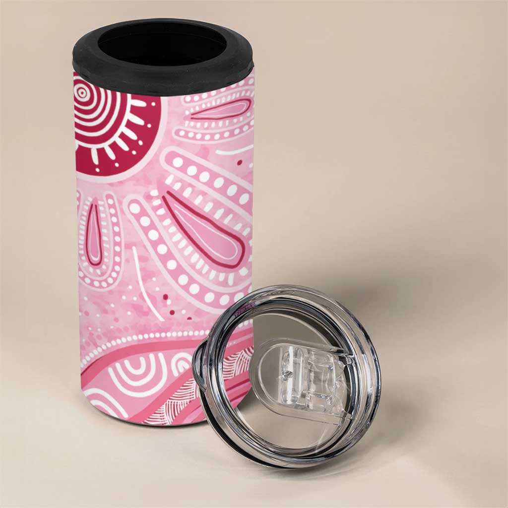 First Nation Aboriginal Dot Arts 4 in 1 Can Cooler Tumbler Think Pink - Aussie Hoodie