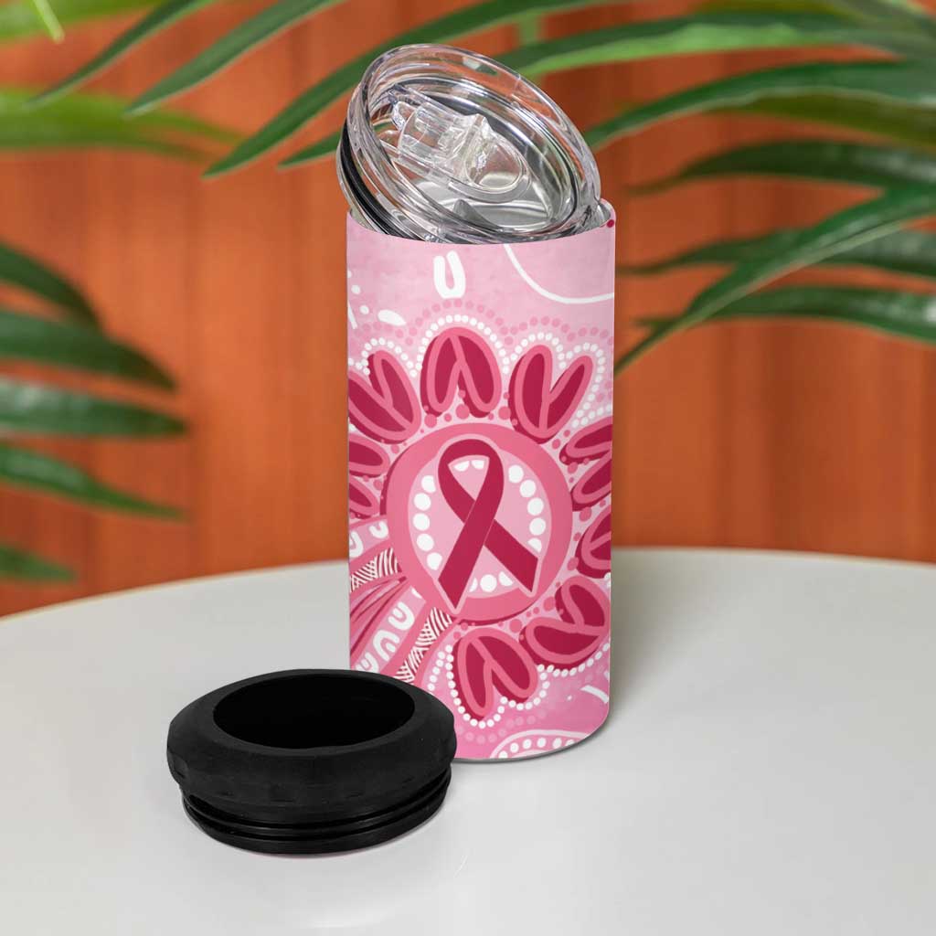 First Nation Aboriginal Dot Arts 4 in 1 Can Cooler Tumbler Think Pink - Aussie Hoodie