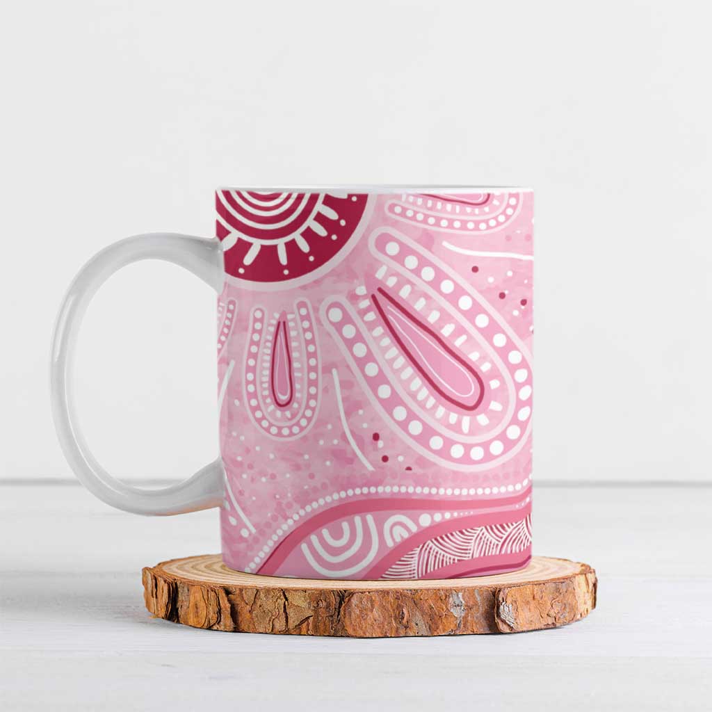 First Nation Aboriginal Dot Arts Ceramic Mug Think Pink - Aussie Hoodie