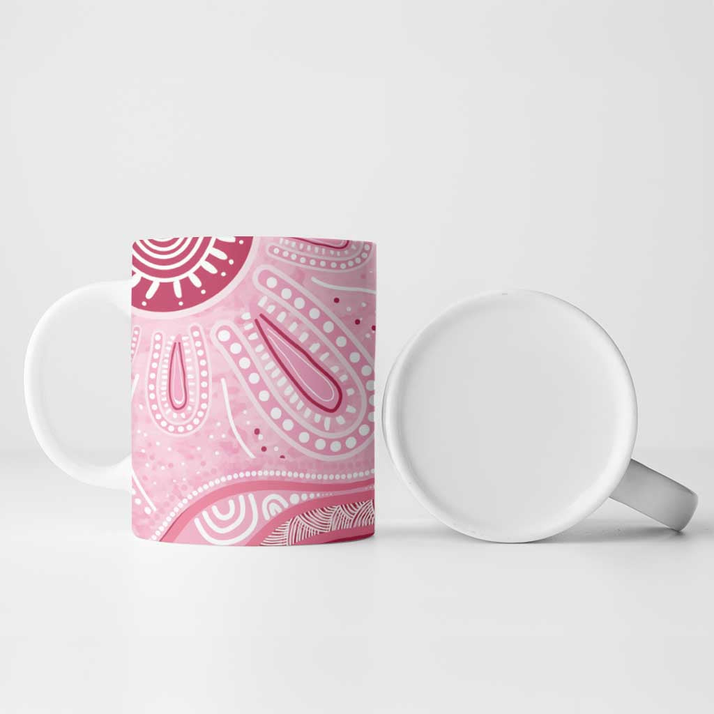 First Nation Aboriginal Dot Arts Ceramic Mug Think Pink - Aussie Hoodie