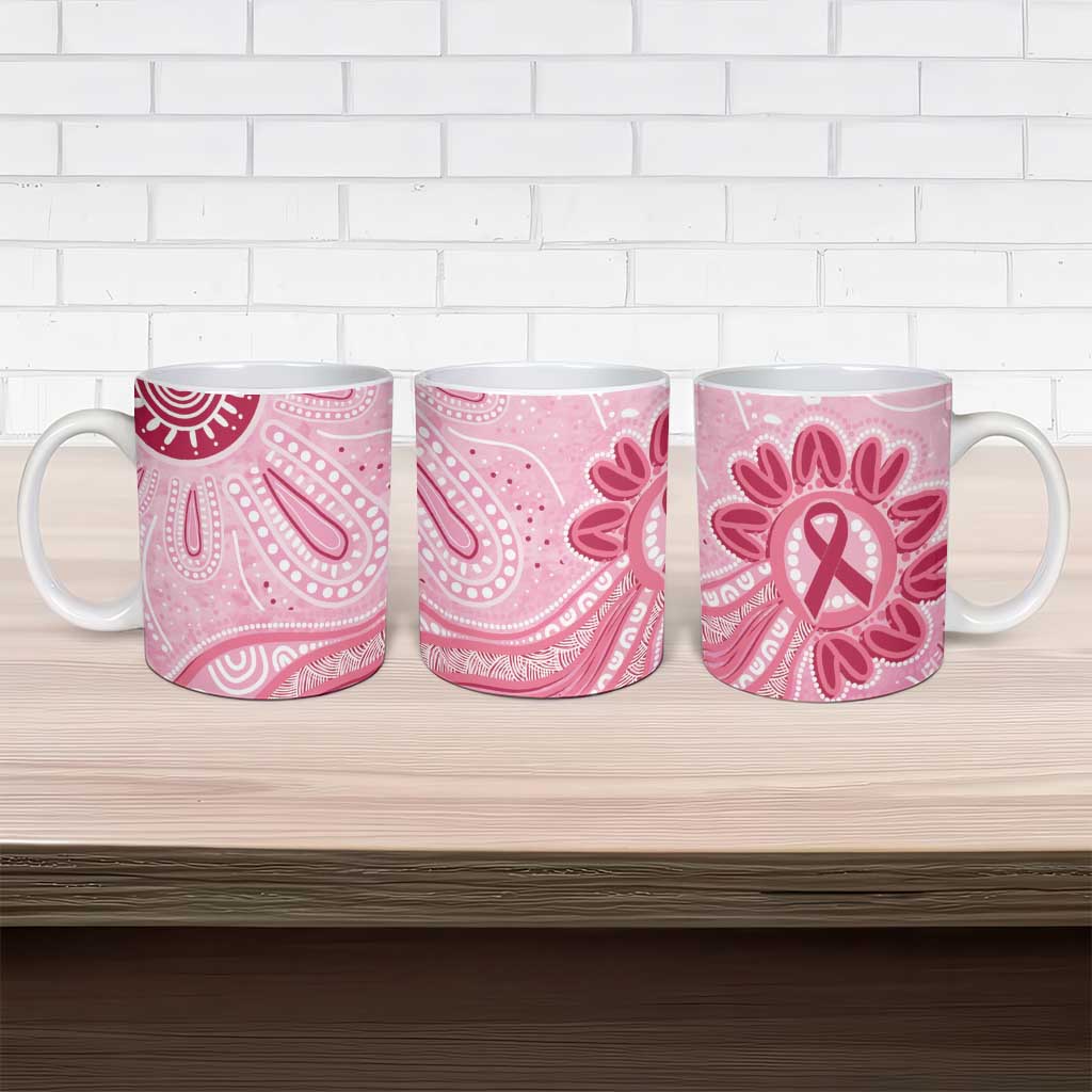 First Nation Aboriginal Dot Arts Ceramic Mug Think Pink - Aussie Hoodie