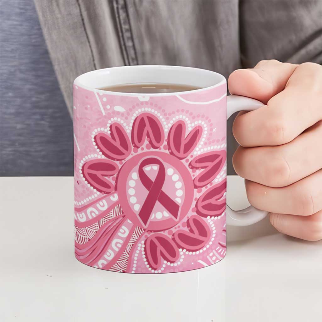 First Nation Aboriginal Dot Arts Ceramic Mug Think Pink - Aussie Hoodie