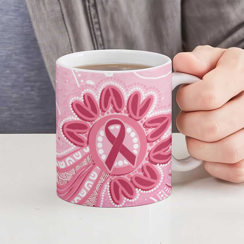 First Nation Aboriginal Dot Arts Ceramic Mug Think Pink - Aussie Hoodie