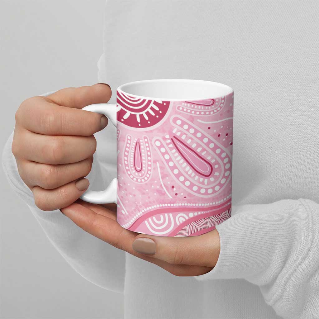 First Nation Aboriginal Dot Arts Ceramic Mug Think Pink - Aussie Hoodie