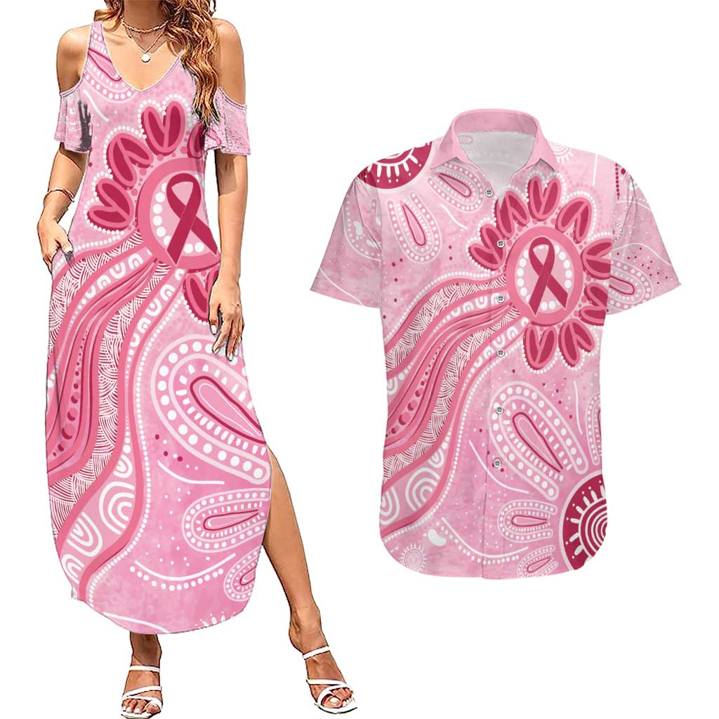 First Nation Aboriginal Dot Arts Couples Matching Summer Maxi Dress and Hawaiian Shirt Think Pink - Aussie Hoodie