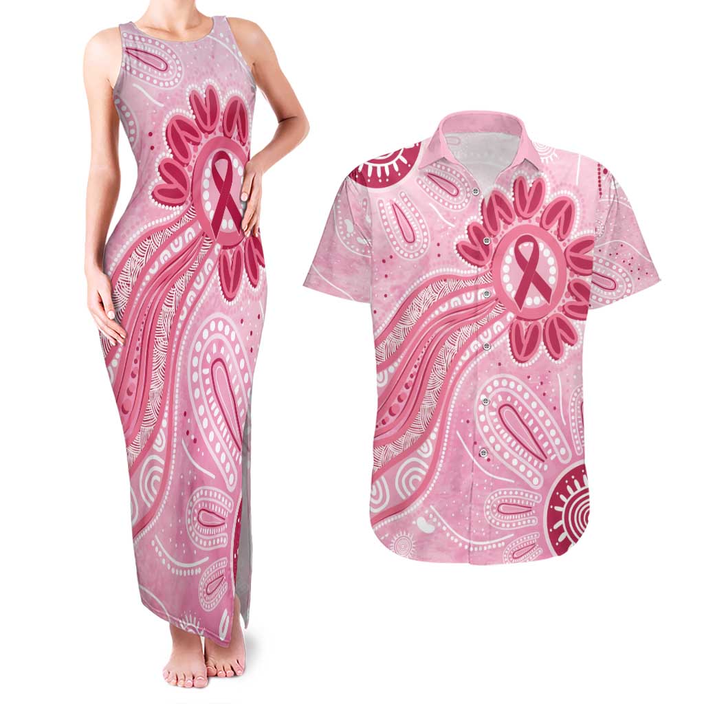 First Nation Aboriginal Dot Arts Couples Matching Tank Maxi Dress and Hawaiian Shirt Think Pink - Aussie Hoodie