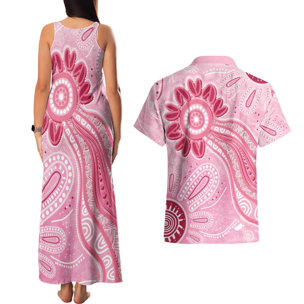 First Nation Aboriginal Dot Arts Couples Matching Tank Maxi Dress and Hawaiian Shirt Think Pink - Aussie Hoodie