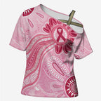 First Nation Aboriginal Dot Arts Cross Shoulder Shirt Think Pink - Aussie Hoodie