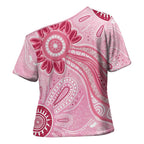 First Nation Aboriginal Dot Arts Cross Shoulder Shirt Think Pink - Aussie Hoodie