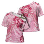 First Nation Aboriginal Dot Arts Cross Shoulder Shirt Think Pink - Aussie Hoodie