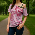 First Nation Aboriginal Dot Arts Cross Shoulder Shirt Think Pink - Aussie Hoodie