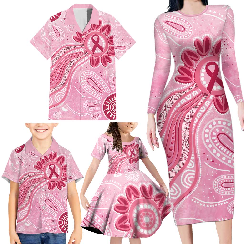 First Nation Aboriginal Dot Arts Family Matching Long Sleeve Bodycon Dress and Hawaiian Shirt Think Pink - Aussie Hoodie
