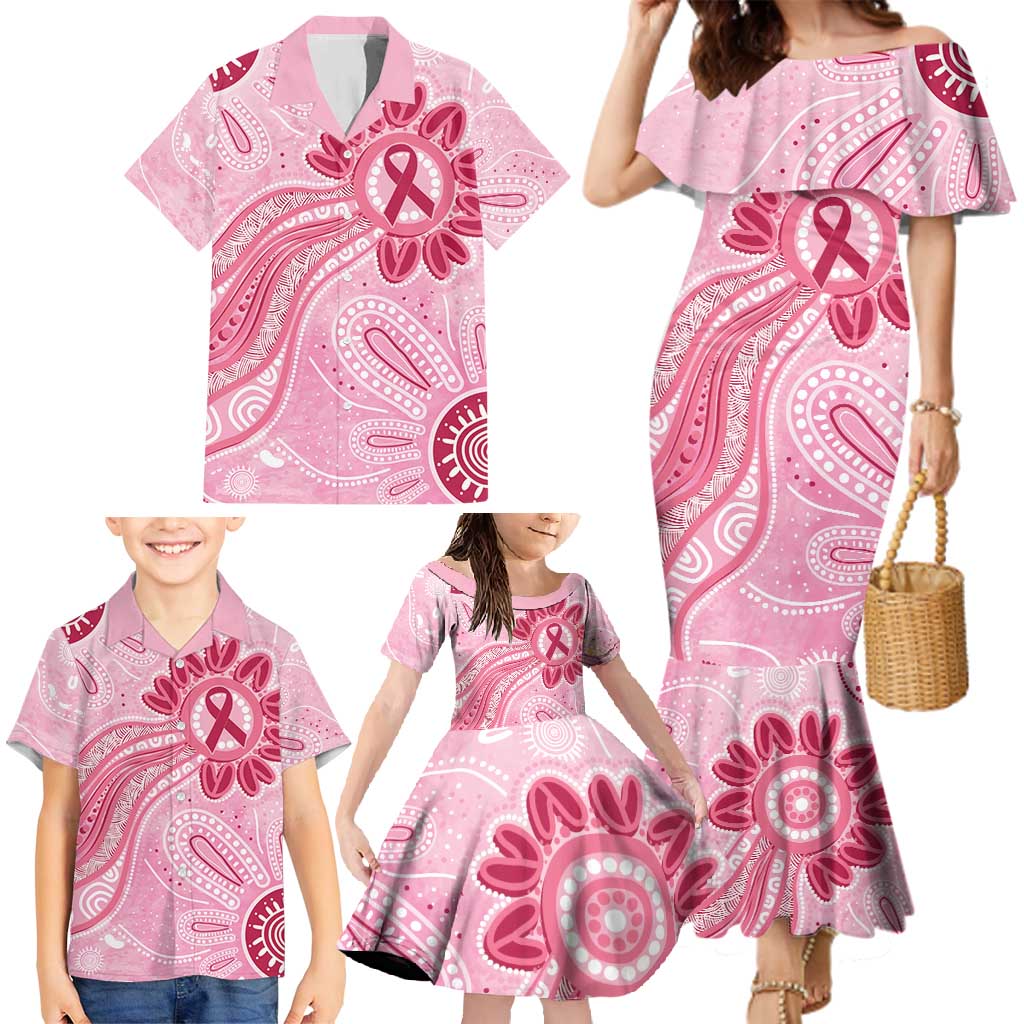 First Nation Aboriginal Dot Arts Family Matching Mermaid Dress and Hawaiian Shirt Think Pink - Aussie Hoodie