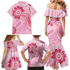 First Nation Aboriginal Dot Arts Family Matching Mermaid Dress and Hawaiian Shirt Think Pink - Aussie Hoodie