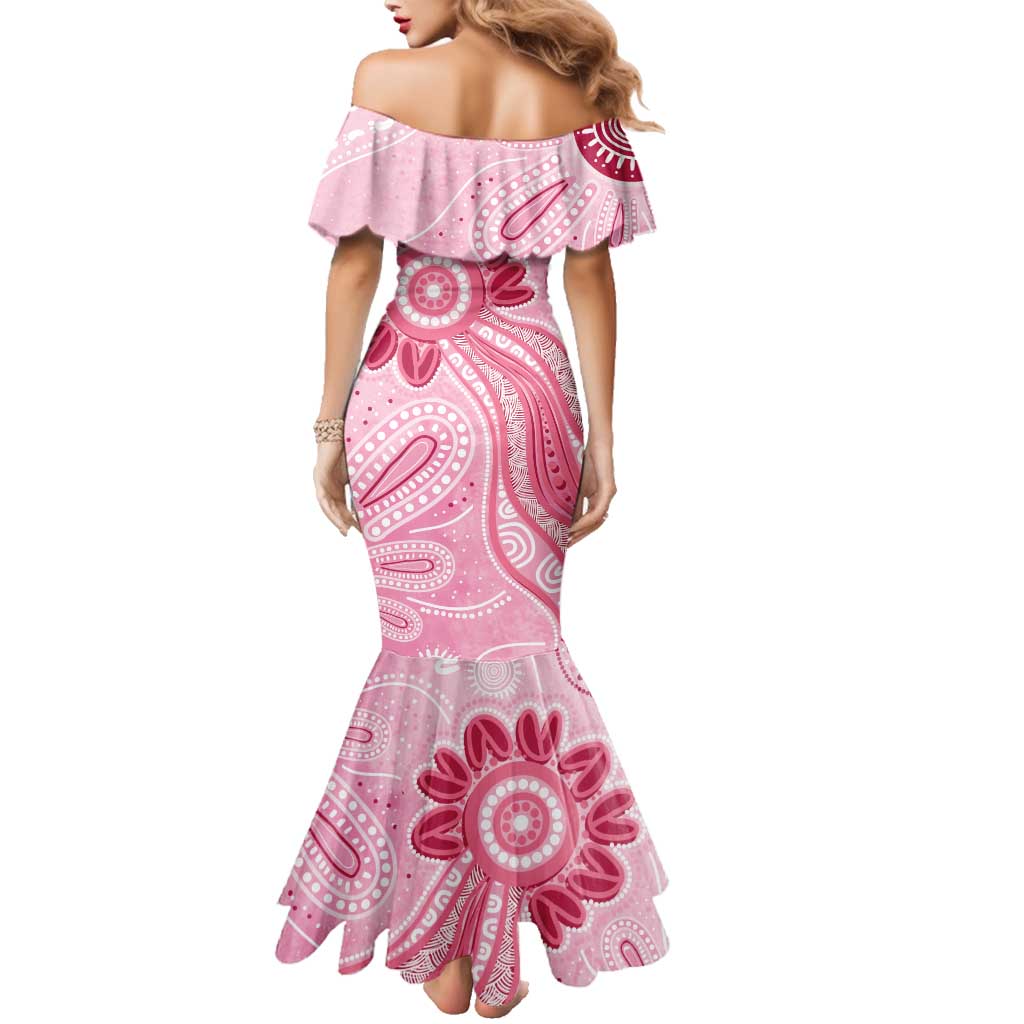 First Nation Aboriginal Dot Arts Family Matching Mermaid Dress and Hawaiian Shirt Think Pink - Aussie Hoodie