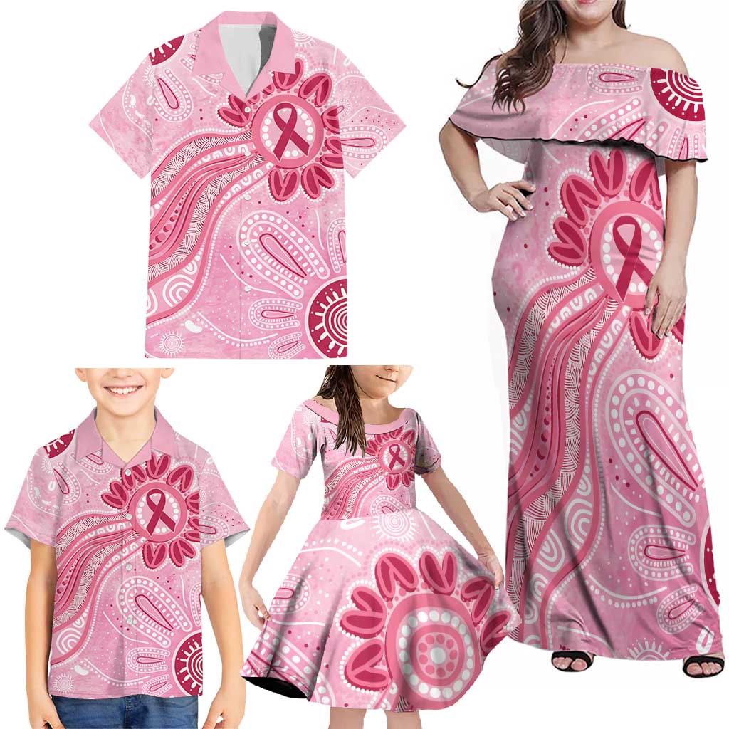 First Nation Aboriginal Dot Arts Family Matching Off Shoulder Maxi Dress and Hawaiian Shirt Think Pink - Aussie Hoodie