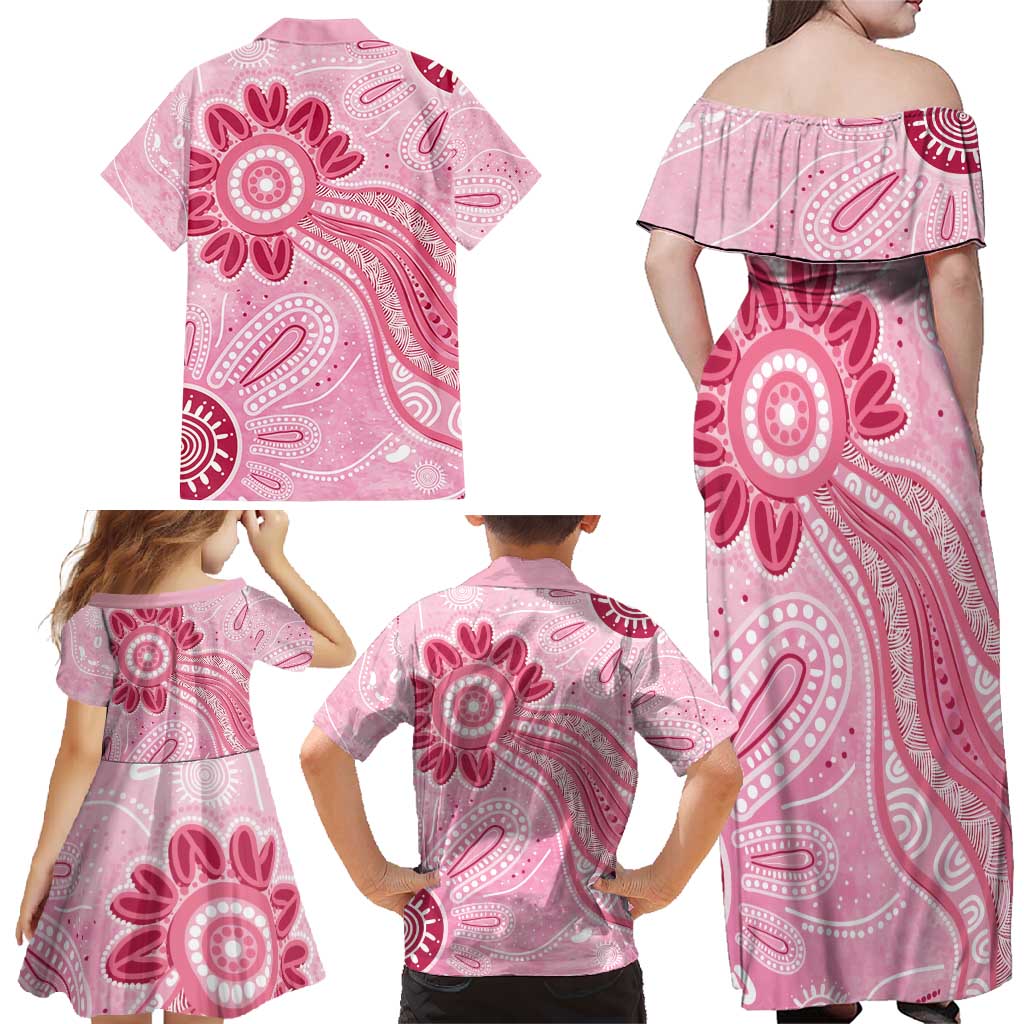 First Nation Aboriginal Dot Arts Family Matching Off Shoulder Maxi Dress and Hawaiian Shirt Think Pink - Aussie Hoodie