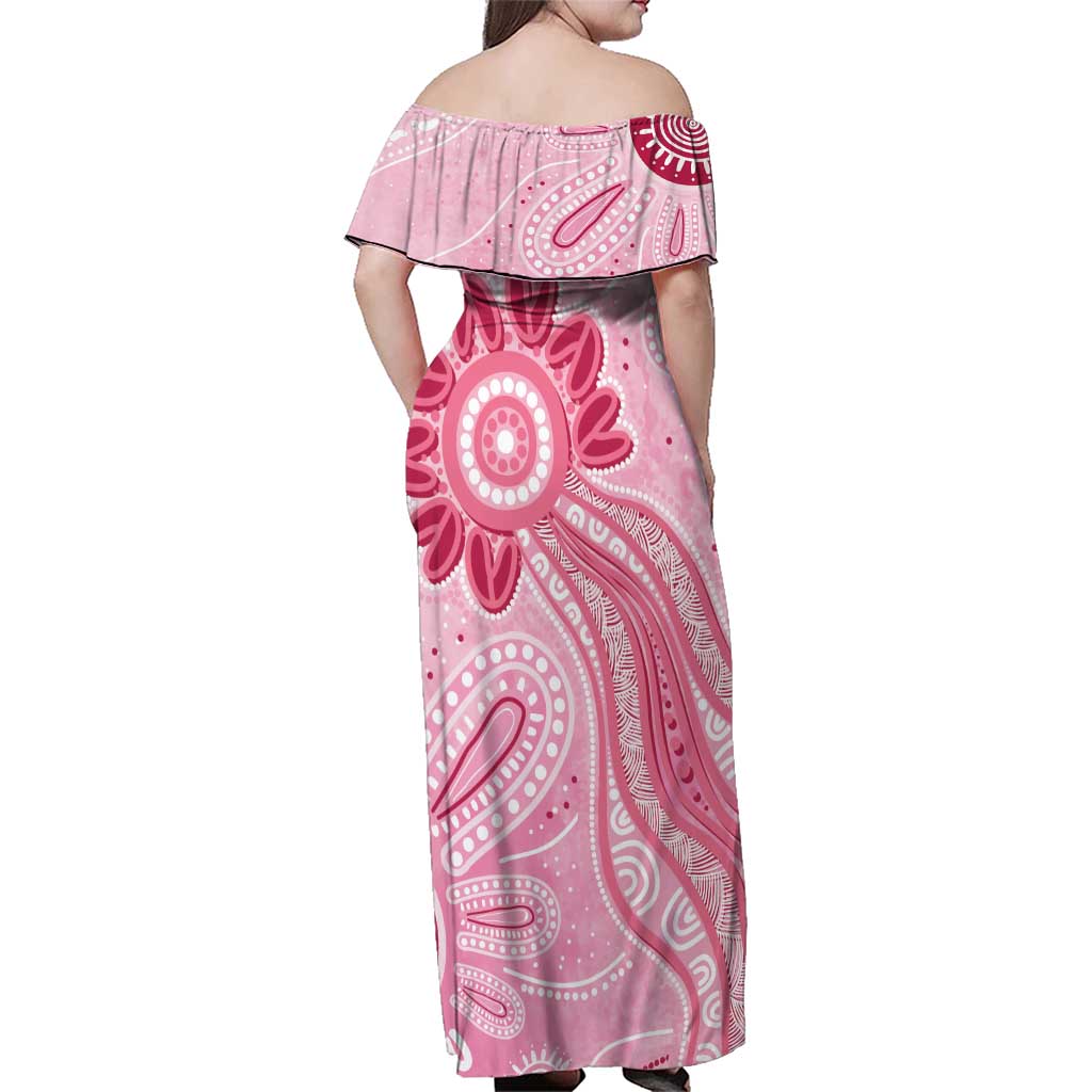 First Nation Aboriginal Dot Arts Family Matching Off Shoulder Maxi Dress and Hawaiian Shirt Think Pink - Aussie Hoodie