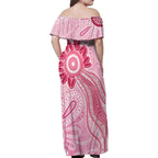 First Nation Aboriginal Dot Arts Family Matching Off Shoulder Maxi Dress and Hawaiian Shirt Think Pink - Aussie Hoodie