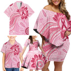 First Nation Aboriginal Dot Arts Family Matching Off Shoulder Short Dress and Hawaiian Shirt Think Pink - Aussie Hoodie