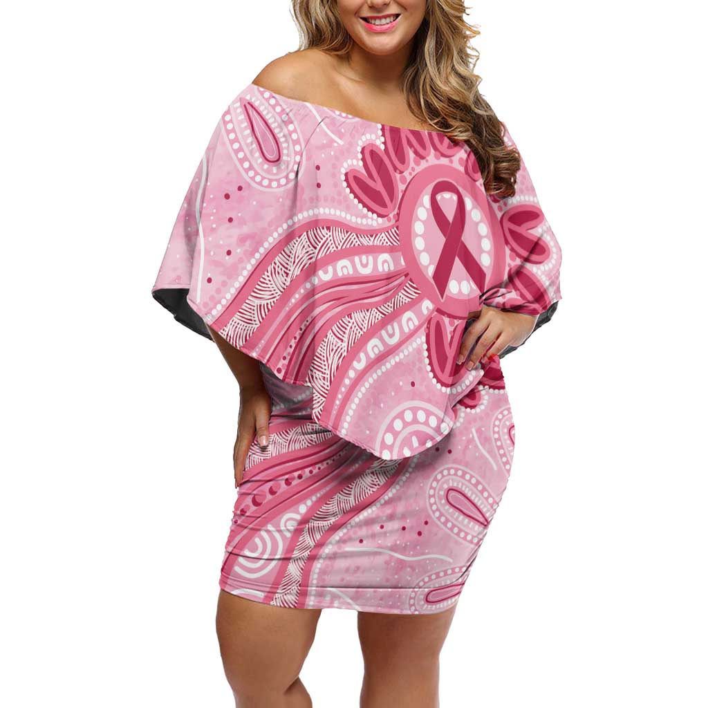 First Nation Aboriginal Dot Arts Family Matching Off Shoulder Short Dress and Hawaiian Shirt Think Pink - Aussie Hoodie