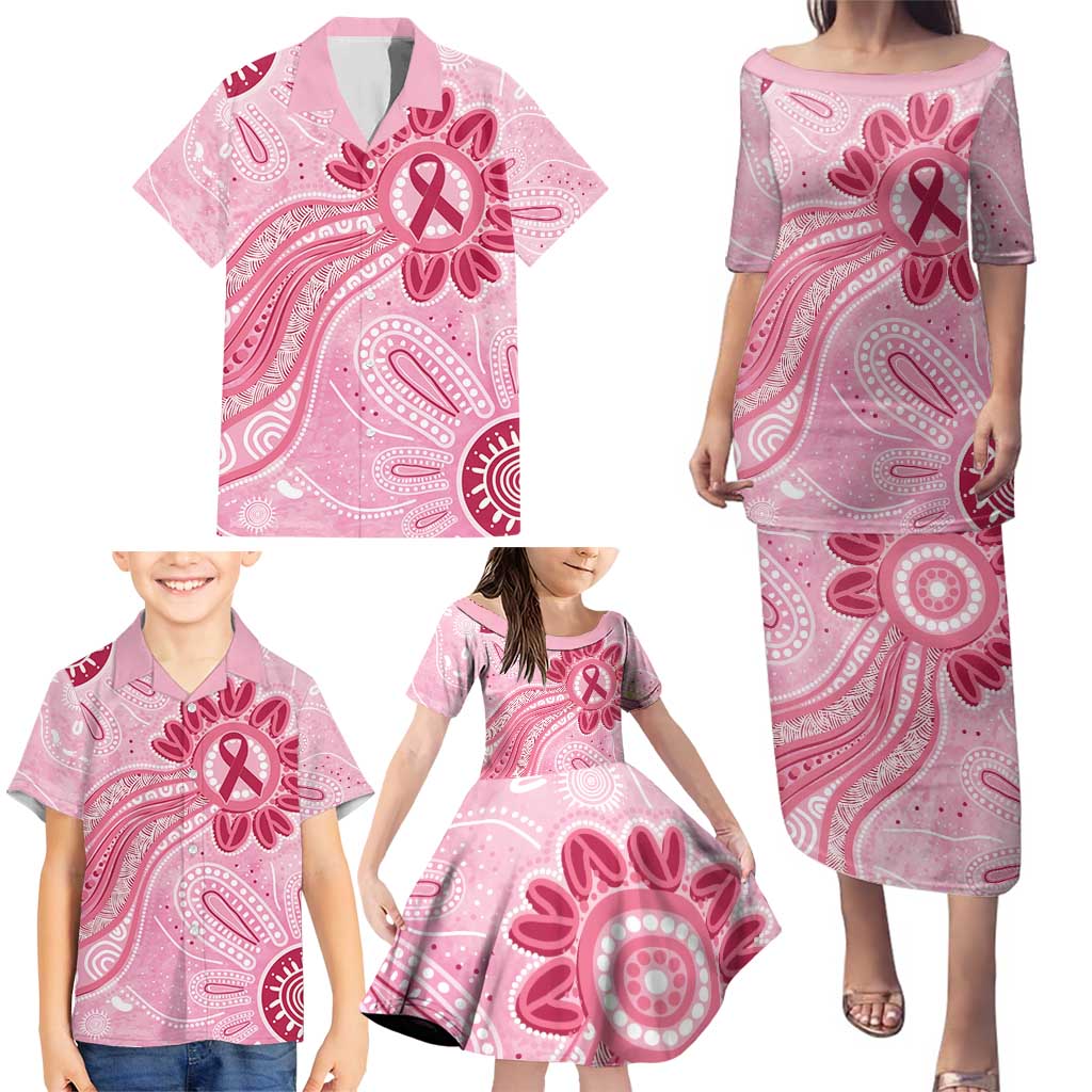 First Nation Aboriginal Dot Arts Family Matching Puletasi and Hawaiian Shirt Think Pink - Aussie Hoodie