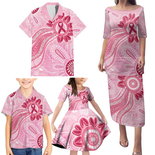 First Nation Aboriginal Dot Arts Family Matching Puletasi and Hawaiian Shirt Think Pink - Aussie Hoodie