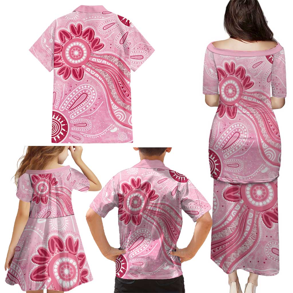 First Nation Aboriginal Dot Arts Family Matching Puletasi and Hawaiian Shirt Think Pink - Aussie Hoodie