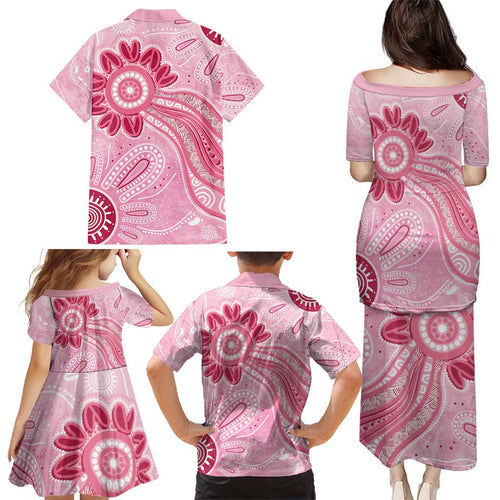 First Nation Aboriginal Dot Arts Family Matching Puletasi and Hawaiian Shirt Think Pink - Aussie Hoodie