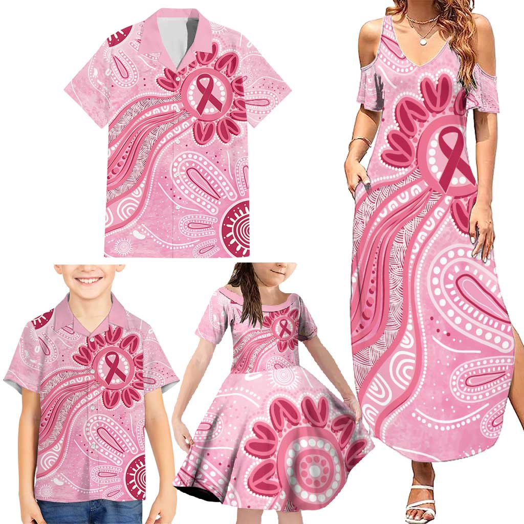 First Nation Aboriginal Dot Arts Family Matching Summer Maxi Dress and Hawaiian Shirt Think Pink - Aussie Hoodie