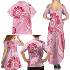 First Nation Aboriginal Dot Arts Family Matching Summer Maxi Dress and Hawaiian Shirt Think Pink - Aussie Hoodie