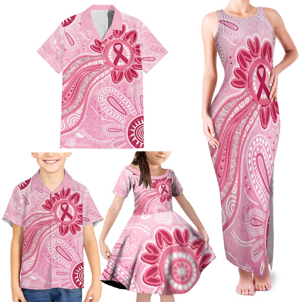 First Nation Aboriginal Dot Arts Family Matching Tank Maxi Dress and Hawaiian Shirt Think Pink - Aussie Hoodie