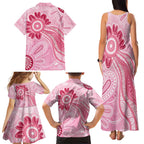 First Nation Aboriginal Dot Arts Family Matching Tank Maxi Dress and Hawaiian Shirt Think Pink - Aussie Hoodie
