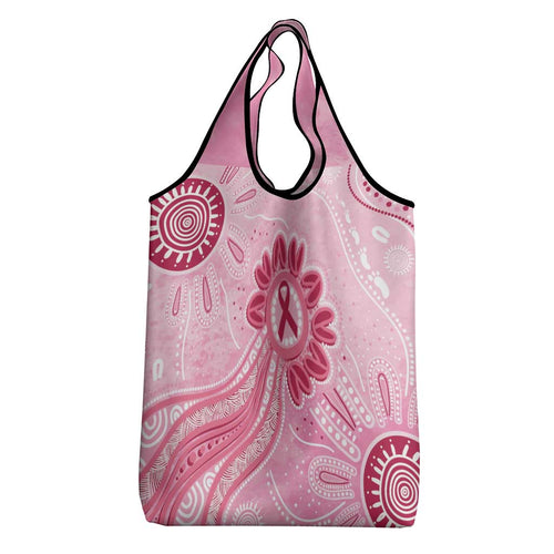 First Nation Aboriginal Dot Arts Grocery Bag Think Pink - Aussie Hoodie